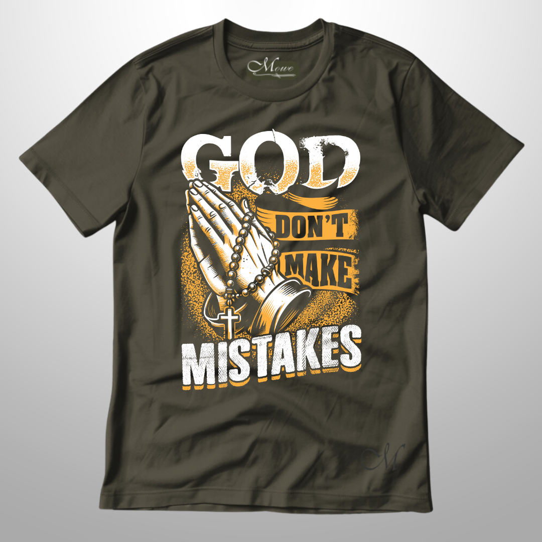 Army Green & Gold - God Don't Make Mistakes Tee