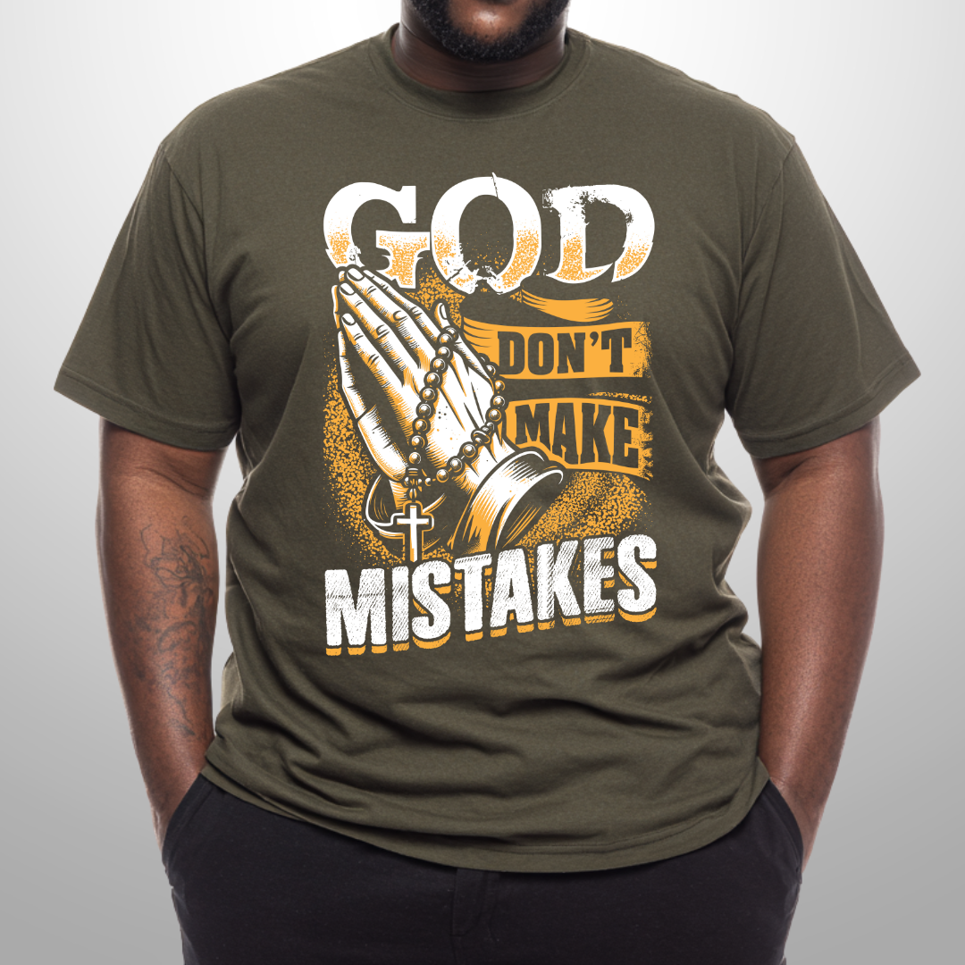 Army Green & Gold - God Don't Make Mistakes Tee