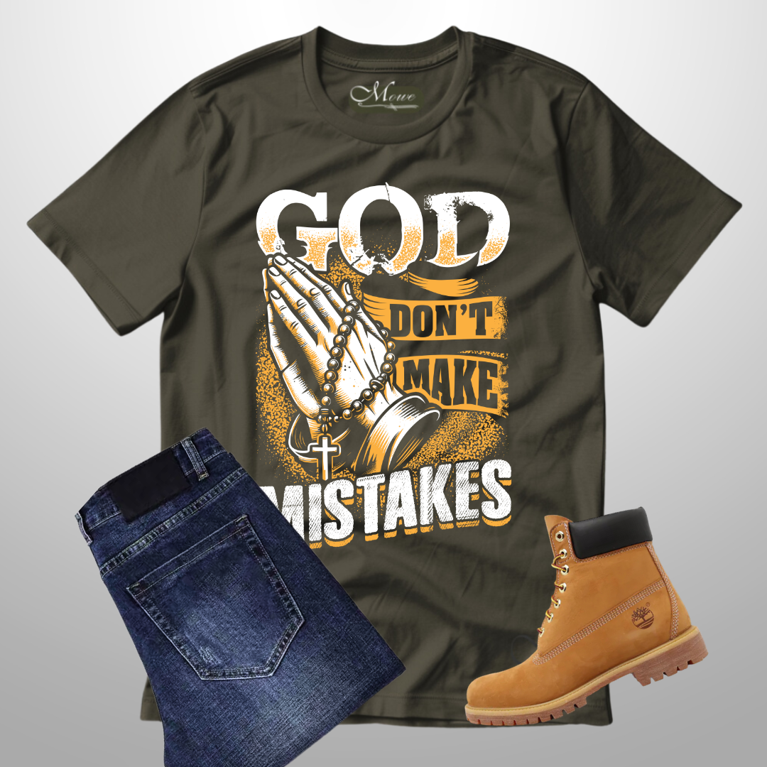 Army Green & Gold - God Don't Make Mistakes Tee